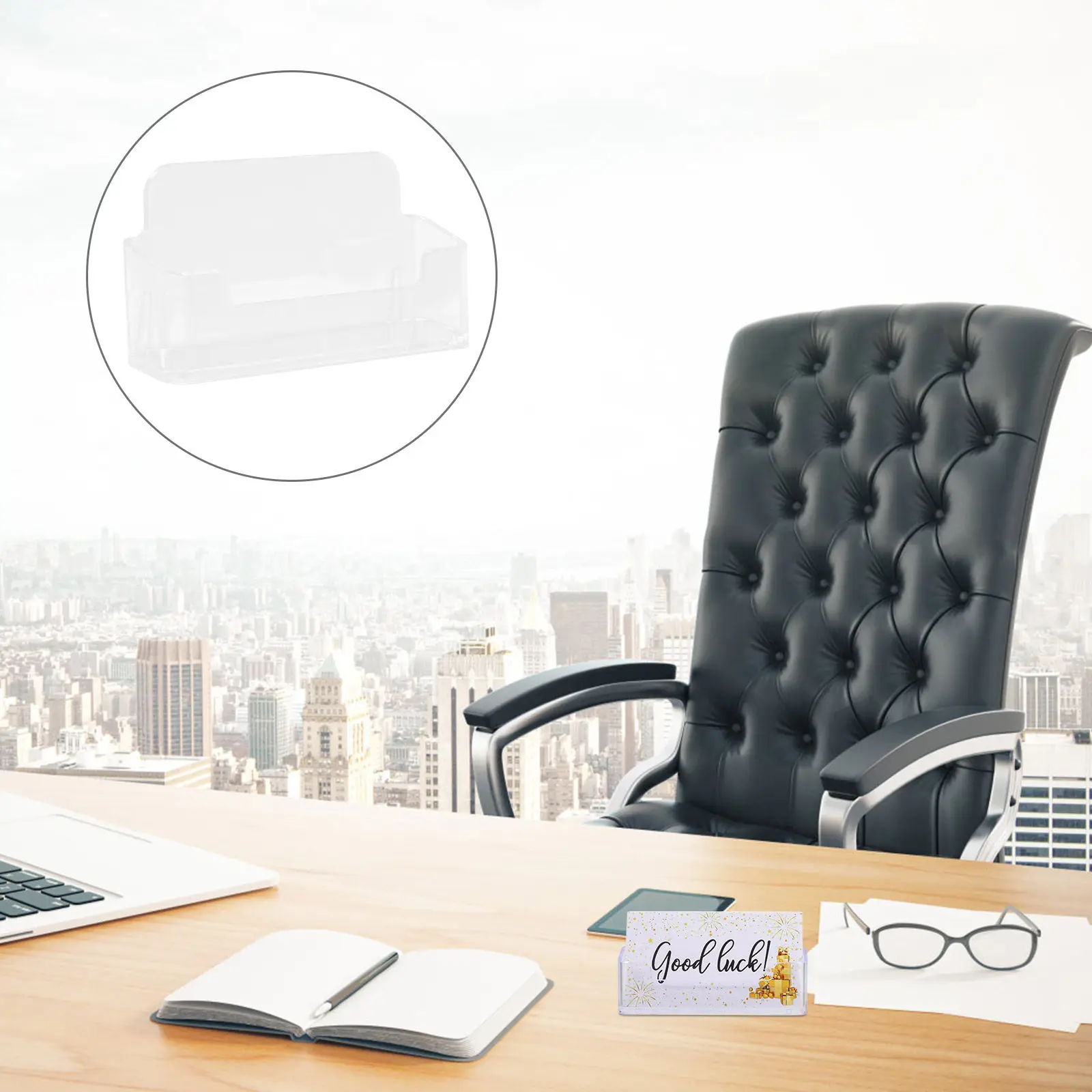 

4Pcs Versatile Clear Acrylic Business Cards Holder Office Desk Display Stand Portable Cards Organizer for Trade Show Conference