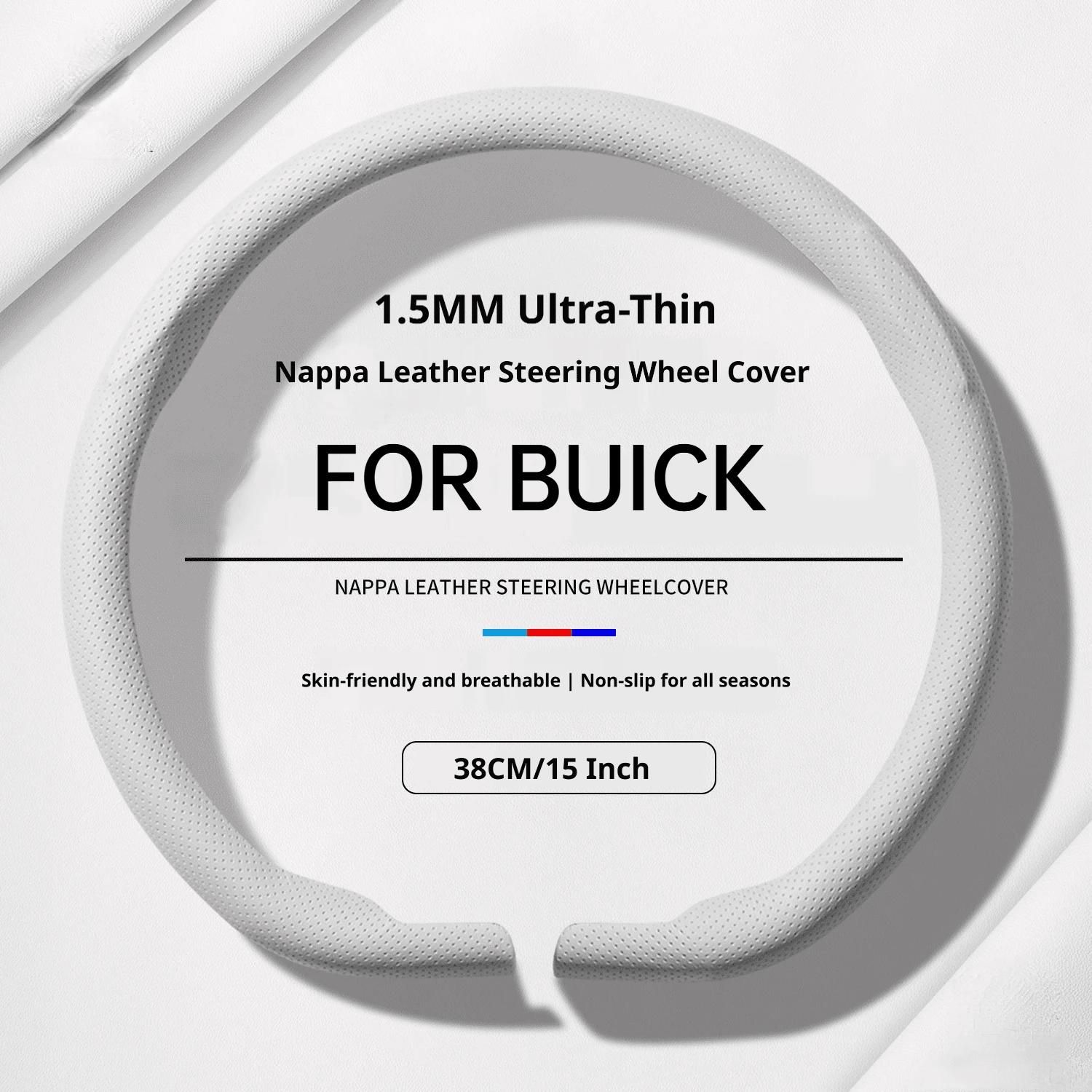 FOR BUICK 1.5MM Ultra‑Thin Steering Wheel Cover Fit Enclave Envision Encore GX LaCrosse Regal Verano Electra Auto Interior Parts