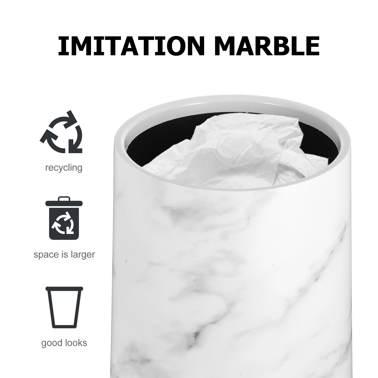 

Marbled Trash Can Waste Container Garbage Bucket Bin Paper Plastic Office Marbling Wastebasket Home Kitchen Bedroom Study