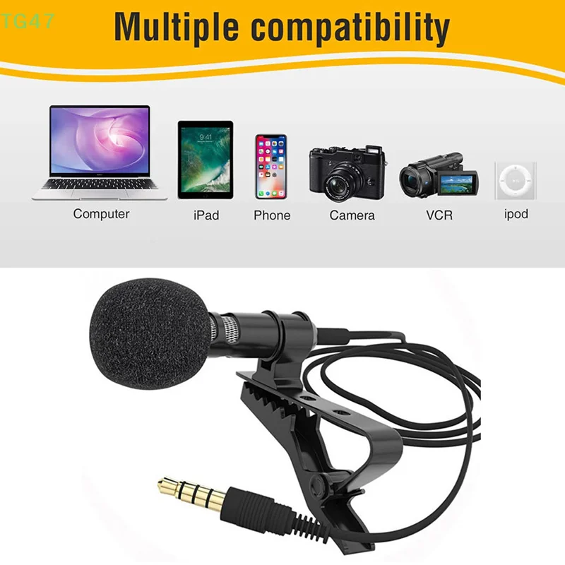 Picture 3: 【LS】【LS】3.5mm Jack Lavalier Tie Clip Lecture Microphones Audio Mic for Camera Computer Phone
