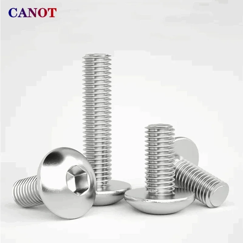 M2 M2.5 M3 M4 M5 M6 M8 M10 304 Stainless Steel Round Pan Head Hex Socket Screws Mushroom Head Hexagon Socket Button Head Bolt.