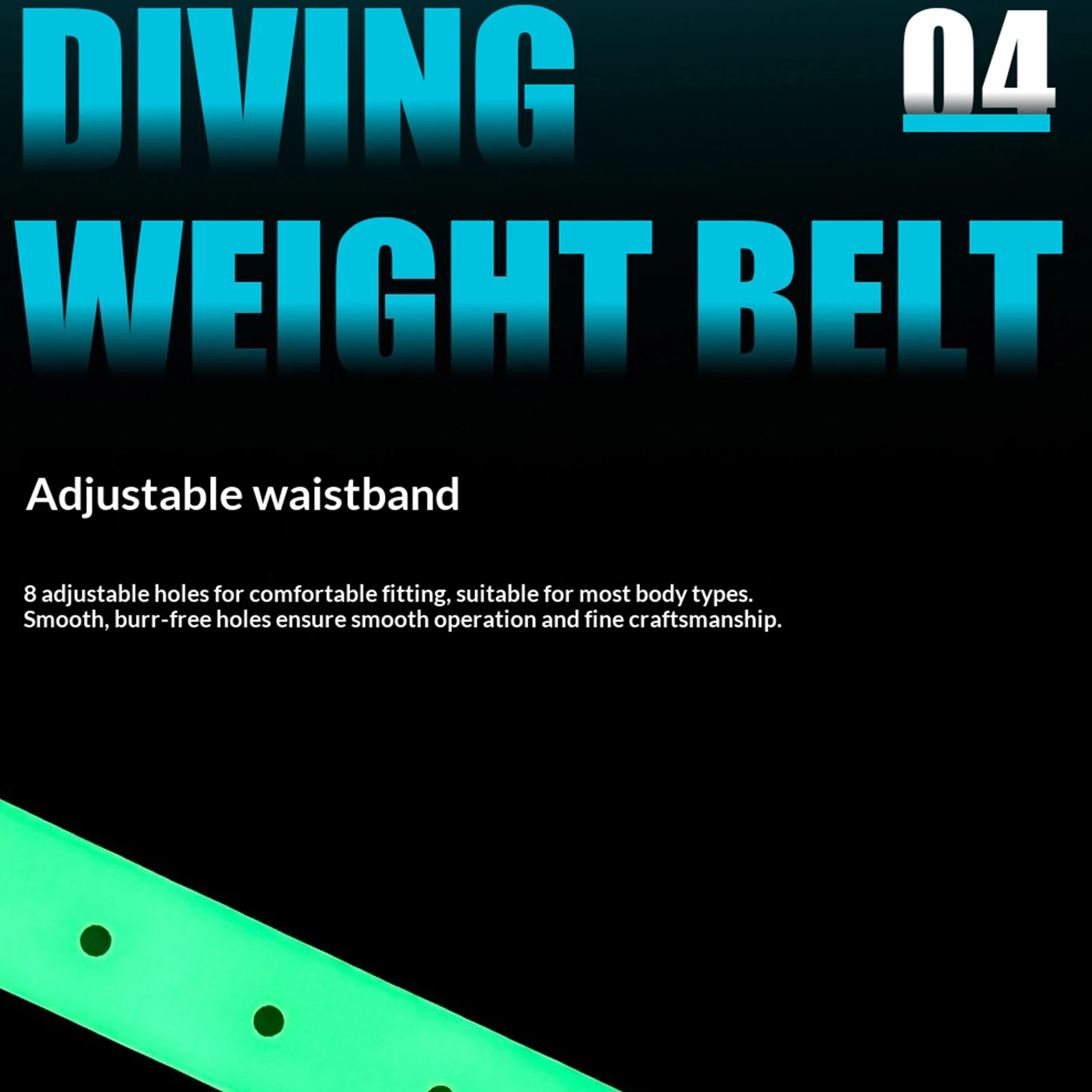 Free Diving Counterweight Belt Quick Release Luminous Silicone Weight Belt Adjustable Anti-Slip Dive Waistband Load Accessory view 4