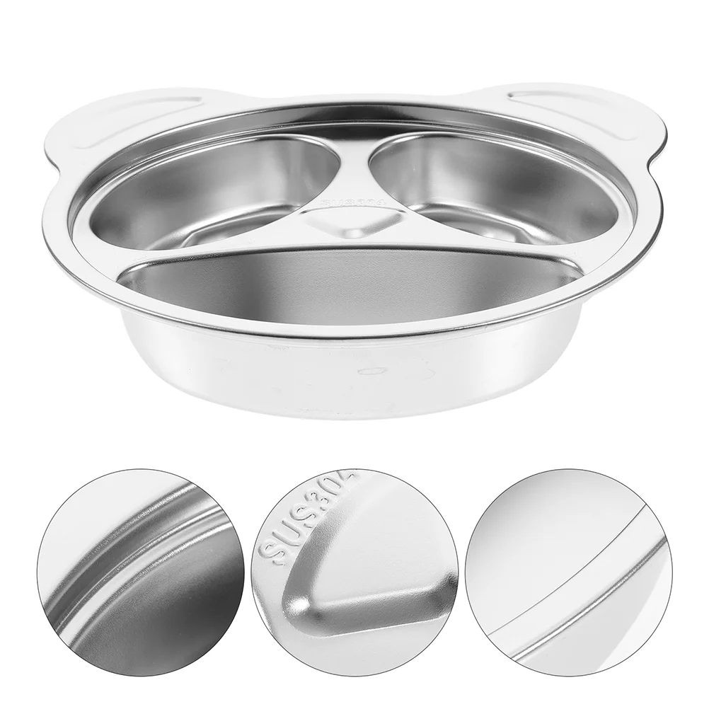 

2 Pcs Baby Plates Children's Toddler Stainless Steel Kids Bowls Household for Silver Snack Tray