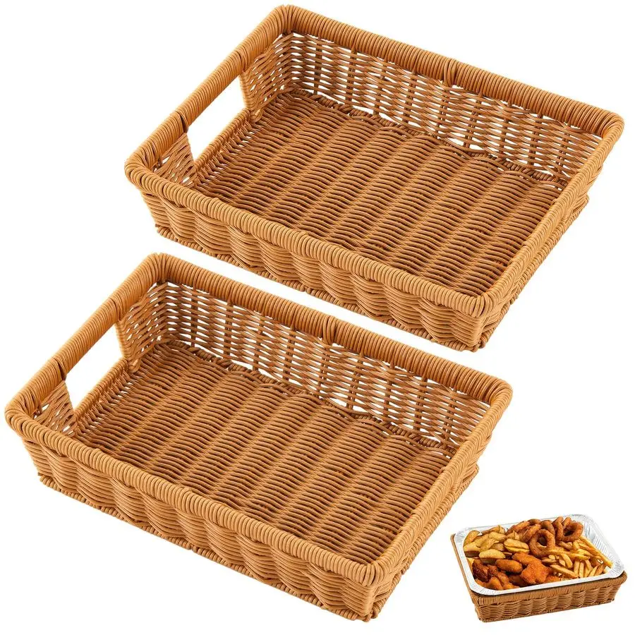 

2 Pcs Wicker Holder for 9x13 Disposable Foil Pan Serving Baskets Hot Dish Carrier Decorative Container Serving Trays for Aluminu