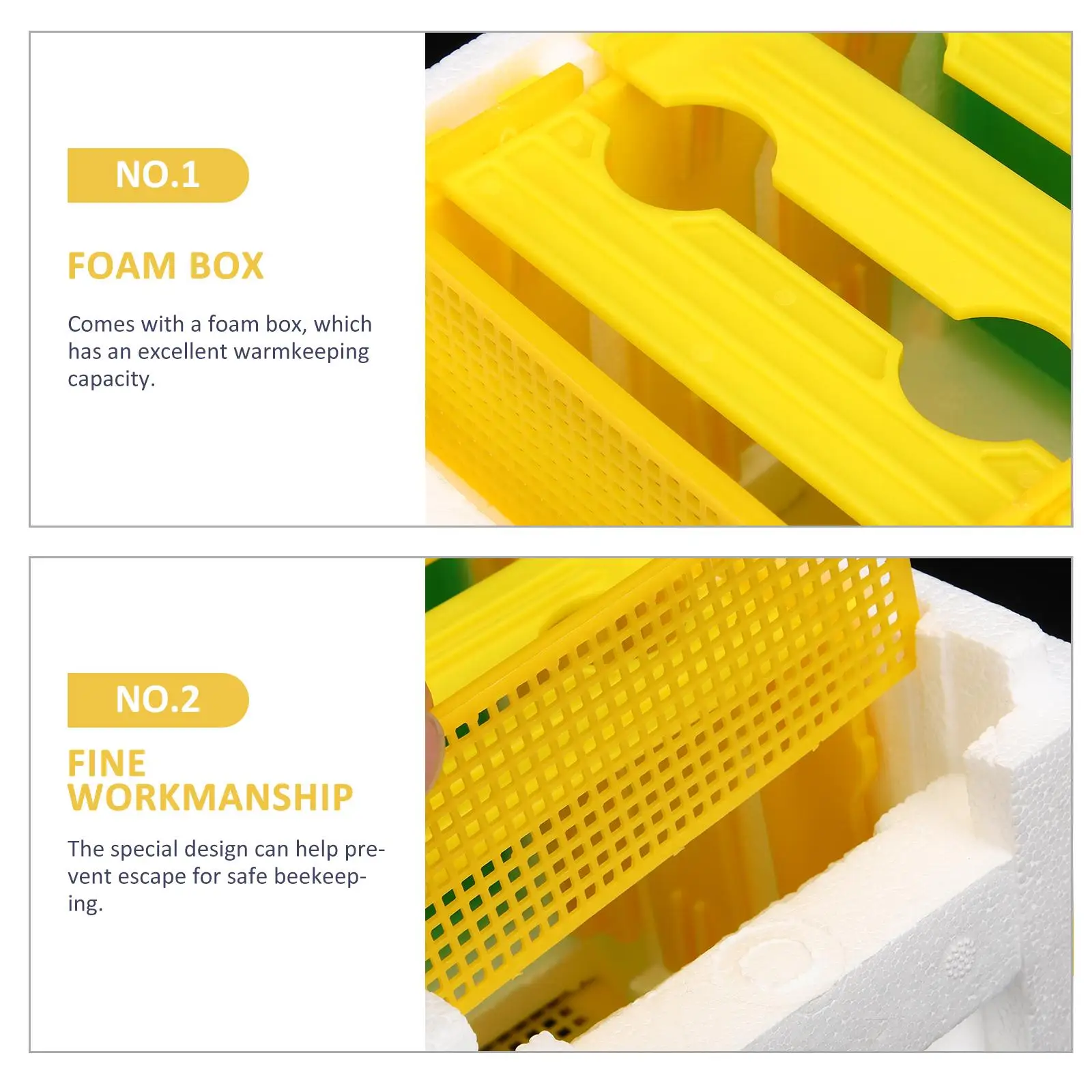 Caixa de polininação de colmeia, favo de mel, ferramenta de criação de abelhas, alimentador de plástico, leve, profissional, kit de apiário para jardim