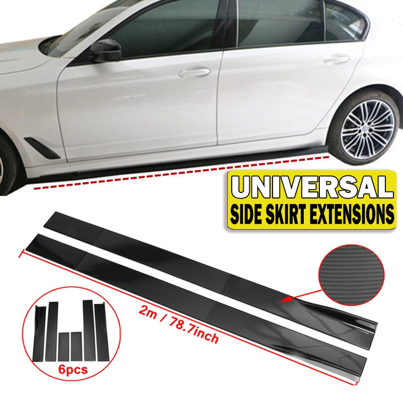 6pcs Side Skirt Extension 2m Winglet Splitter Rocker Panels Lip Wing Separator Car Exterior Modification Parts Fit For Universal