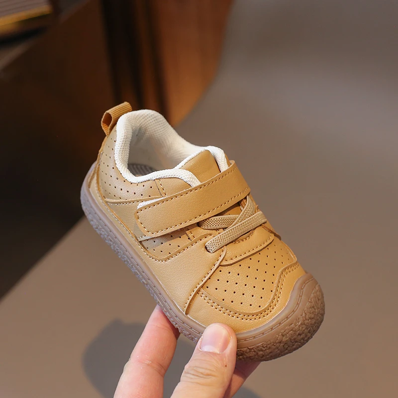 Children\'s Walking Shoes Spring Fall Yellow Leather Boys Girls Casual Shoes 0-6 Years Old Brown Soft Non-slip Kids Baby Sneakers