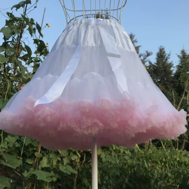 Woman Pink Bottom Support Lolita Petticoat Underwear  Elastic  Tutu Tulle Skirt Underskirt for  Wedding Evening  Dresses