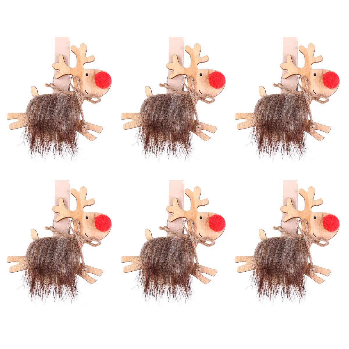 6pcs Christmas Elk Wooden Note Clips – Mini Photo Display Clips for Cards, Holiday Decor & Home Use
