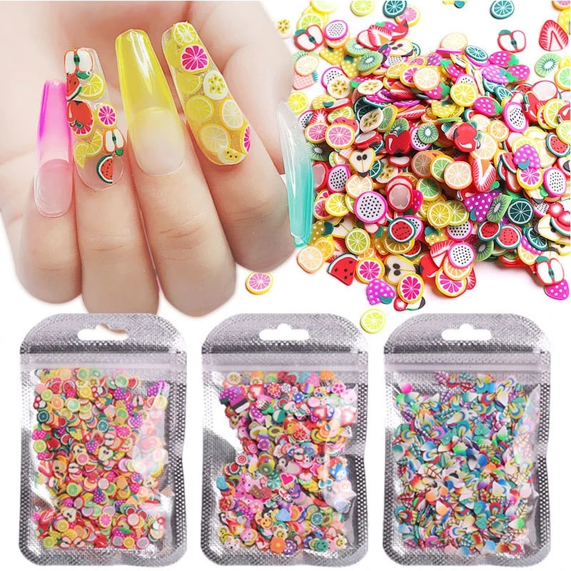 3D Colorful Nails Tiny Flower Fruit Slices Sticker Slime Polymer Clay DIY Designs Women Nail Art Decoration Manicure Accessories