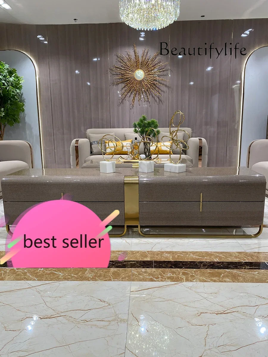 

N Итальянский стиль, светлый роскошный шкаф для телевизора из массива дерева, вилла, люкс, гостиная, дом, постмодернистский простой шкаф для кино и телевидения