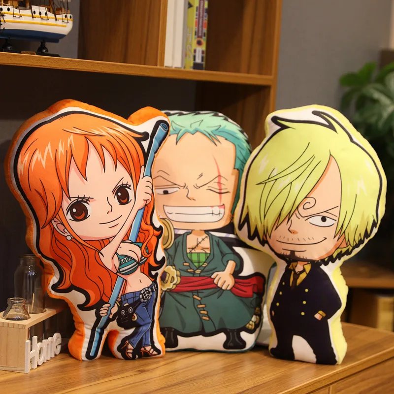 Cute Stuffed Anime Back Cushion Luffy Zoro Nami Chopper Throw Pillow Soft Comfortable Cuddly Plushies Home Decor Christmas Gifts