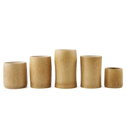 4PCS/Set Japanese Sake Cup Natural Bamboo Teacups Chinese Wooden Water Cup for Tea Wine Coffee Juice Drinking Mug Handmade