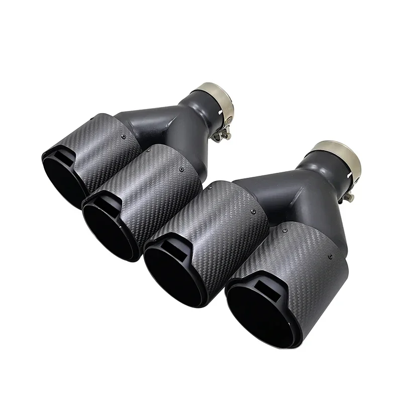 carbon fiber tail throat four-outlet exhaust pipe modification, one outlet two stainless steel matte black Suitable for BMW MP