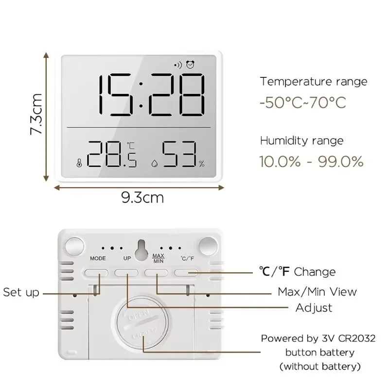 Ultra-thin Wall Clock LCD Large Screen Digital Temperature and Humidity Meter Simple Alarm Clock Magnetic Design Clocks Decor