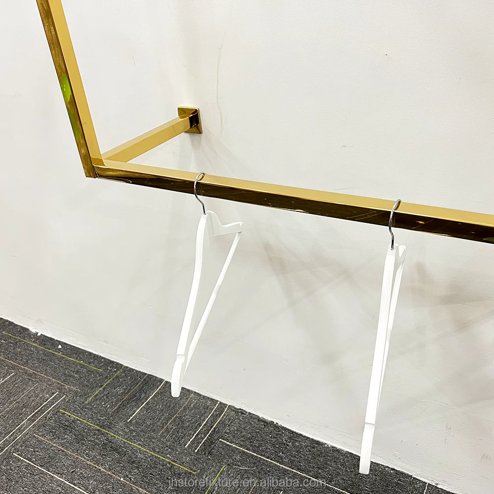 Stainless Steel Factory Price Gold Clothing Display Rack for Wall Mount Cloth Rack Hangers for Clothing Store