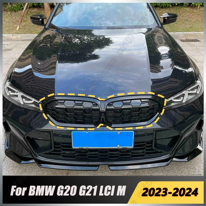 

Автомобильный алмазный гоночный гриль для BMW 3 серии G20 G21 LCI M-Sport 320i 325i 330i M340i 2023-2024, передняя решетка для почек, бампер, решетки