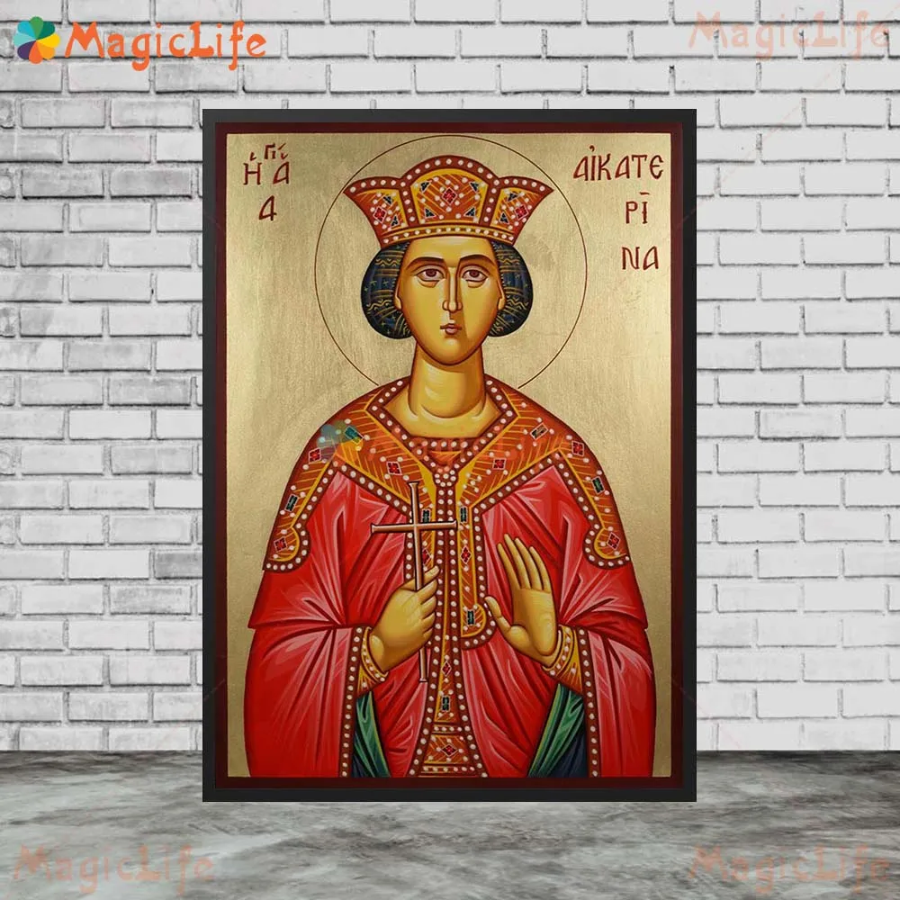 St Catherine of the Wheel St Catherine of Alexandria Orthodox Wall Pictures For Church Poster Wall Art Canvas Painting Unframed