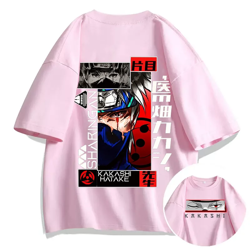 Anime Hatake Kakashi Printed T-shirt Men's and Women's T-shirt Leisure Sports Street Student Couple T-shirt