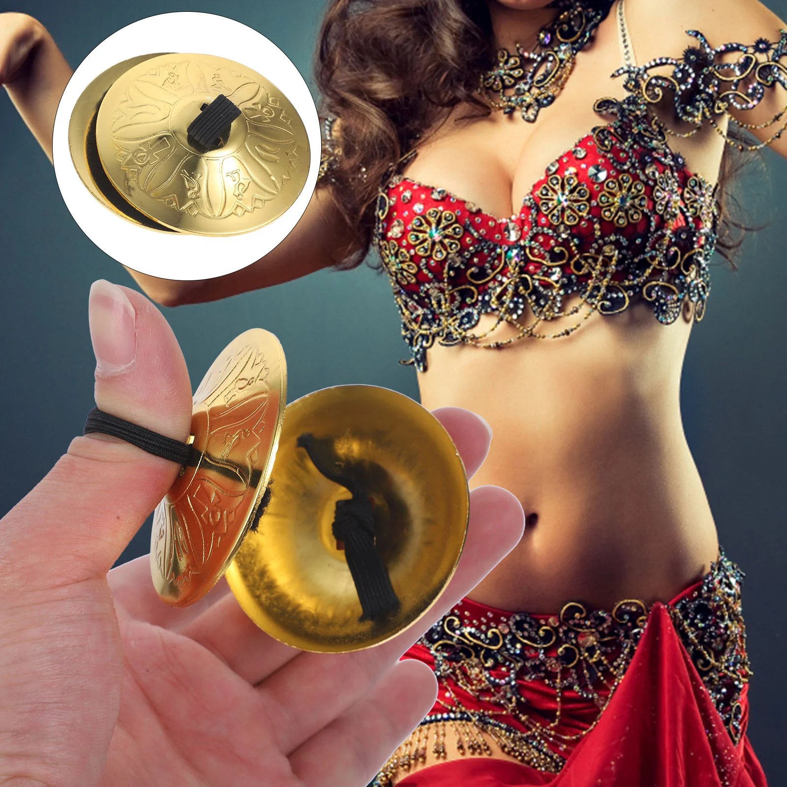 2 Pairs Accessories Belly Dancing Finger Cymbal Child Mini Dress Tassel Skirt Copper Props Small Cymbals