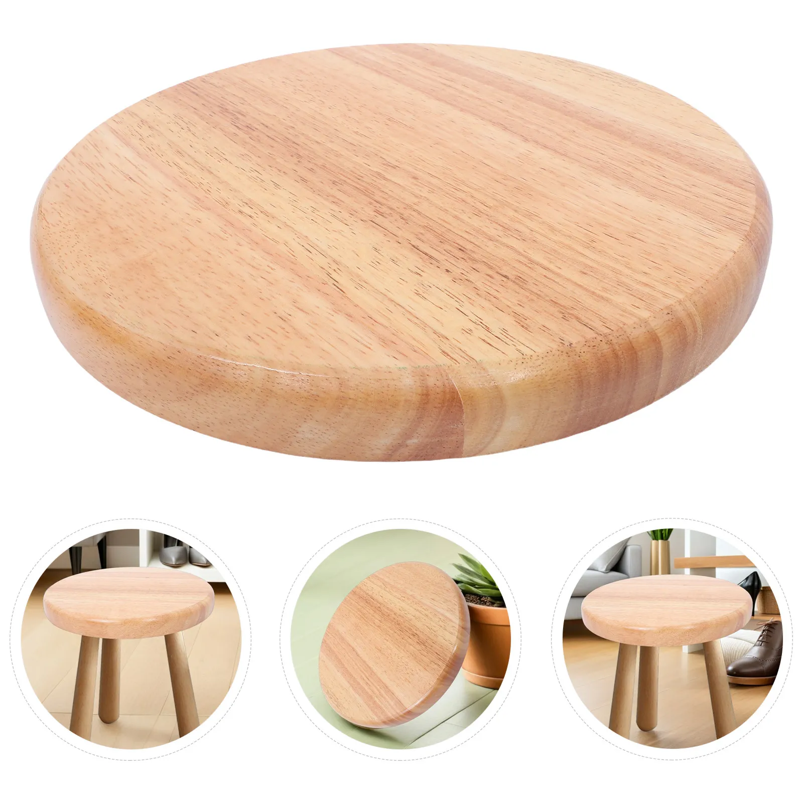 Solid Wood Round Stool Replacement Seat Polished Surface Dining Chair Cover for Bar Stool Restaurant Canteen Wood Barstools