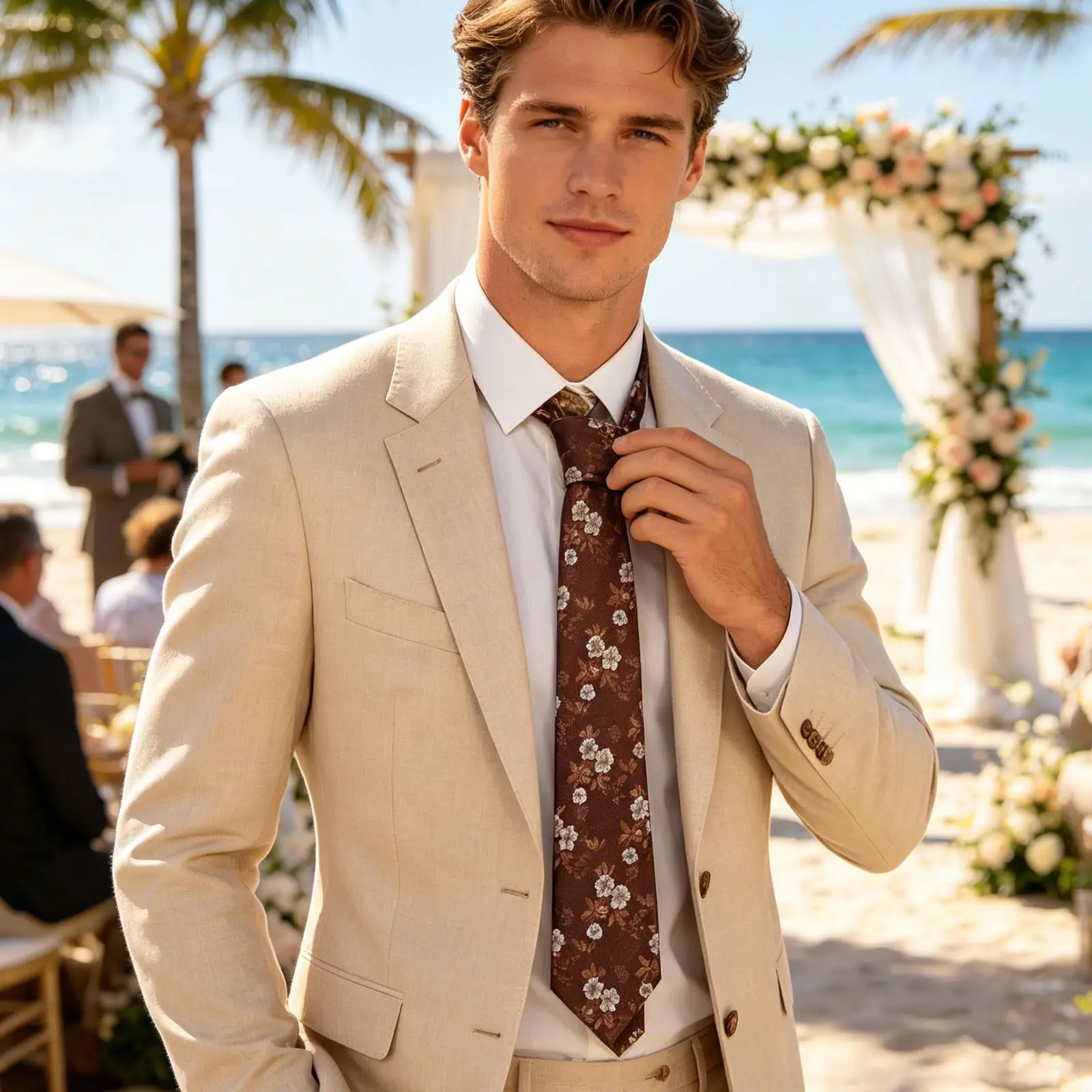 gravata-masculina-floral-cor-de-cafe-146cm-estampa-botanica-classica-para-casamento-formatura-baile-negocios-festa-banquete-igreja