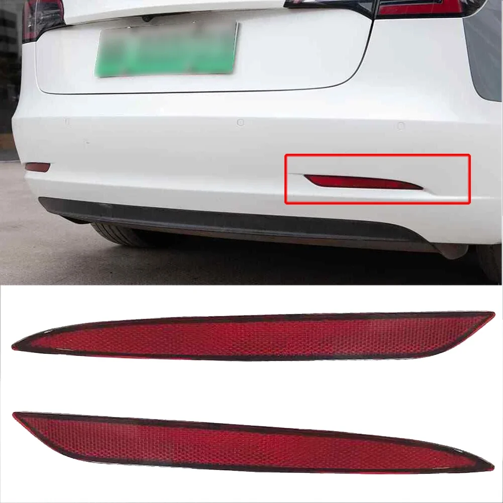 

ABS Plastic Pair Tail Light Reflectors For Tesla Model Y Left Side Right Side Tail Rear Bumper Reflector Red Car Accessories