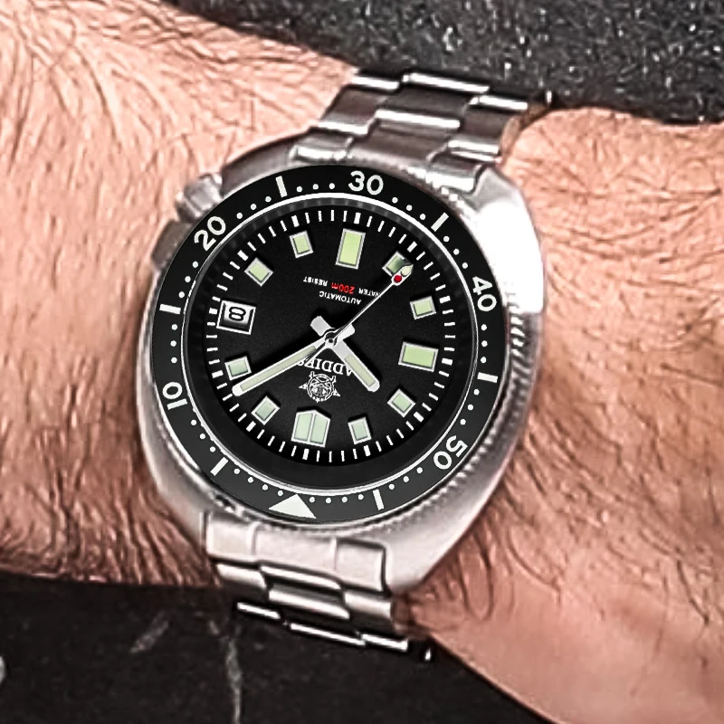 

ADDIESDIVE Sapphire Automatic Watches for Men Stainless Steel Calendar Mechanical Analog Watch Water Resistant Diver Wristwatch