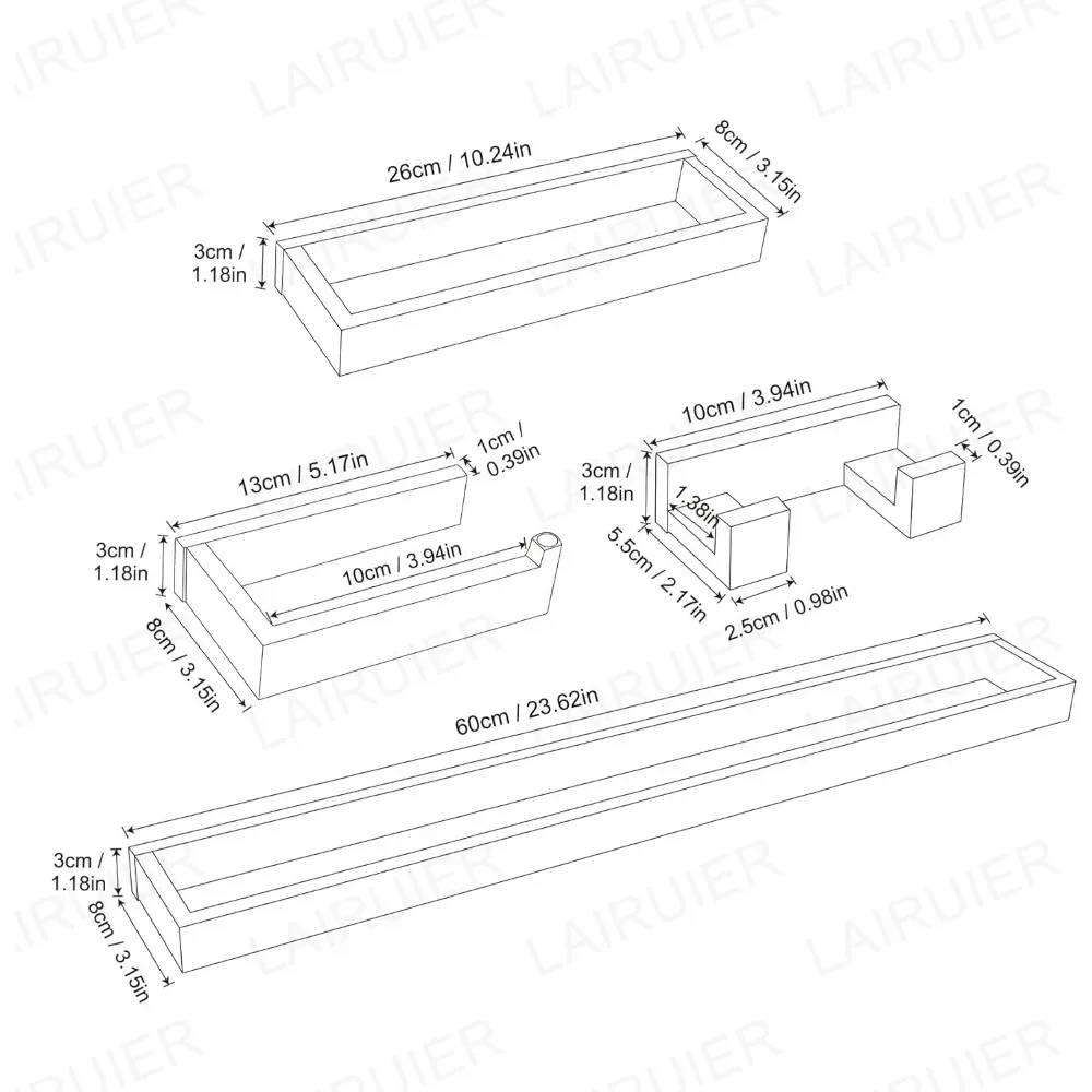 Matte Black Banheiro Hardware Acessórios Set, Barra De Toalha, Suporte De Toalha, Papel Higiênico, 4 pcs