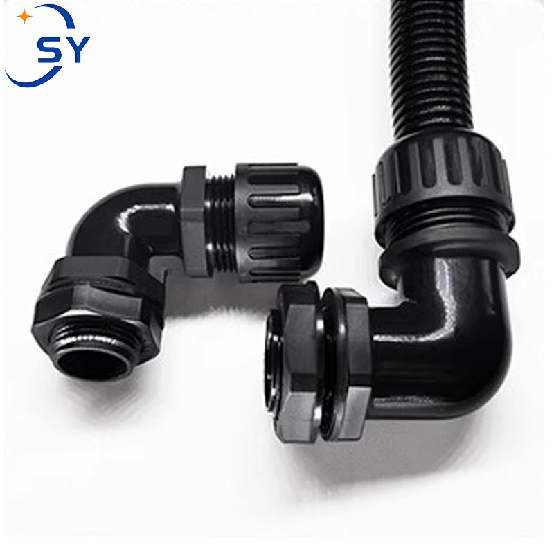 5PCS Waterproof Corrugated Pipe Connector Elbow AD21.2M20X1.5 External Connection Threaded Through The Sealing Lock Head Fixed