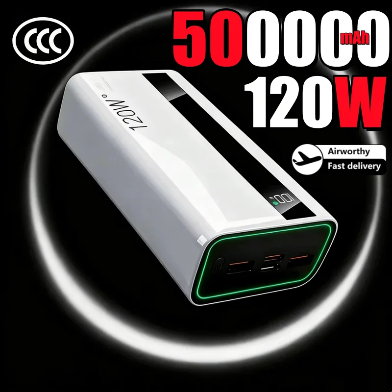 500000mAh Large Capacity Power Bank 120W Fast Charging Powerbank Potable Battery External Battery Charger For All Smartphones