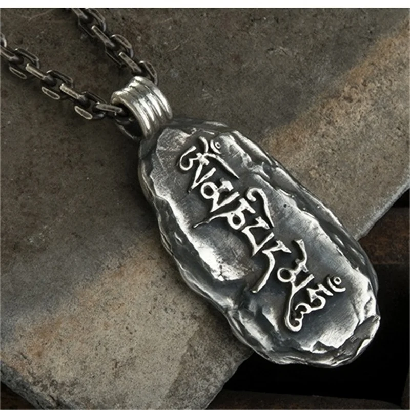 

Этнический стиль, шесть персонажей, отличная яркая мантра, амулет, ожерелье, мужские ювелирные изделия, ретро каменный кулон, мужское колье, аксессуары