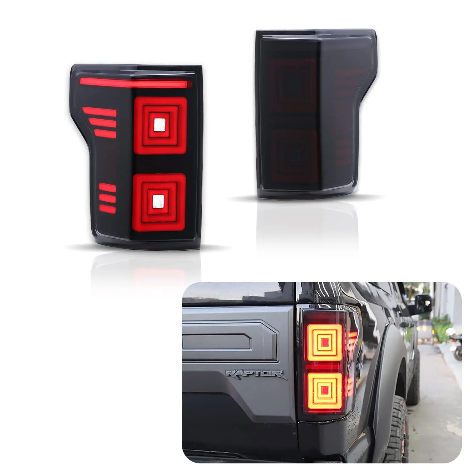 LED Tail Lights For Ford F-150/ Raptor 2015-2020 Red Turn Signal Start Up Animation Sequential Rear Lamp Assembly