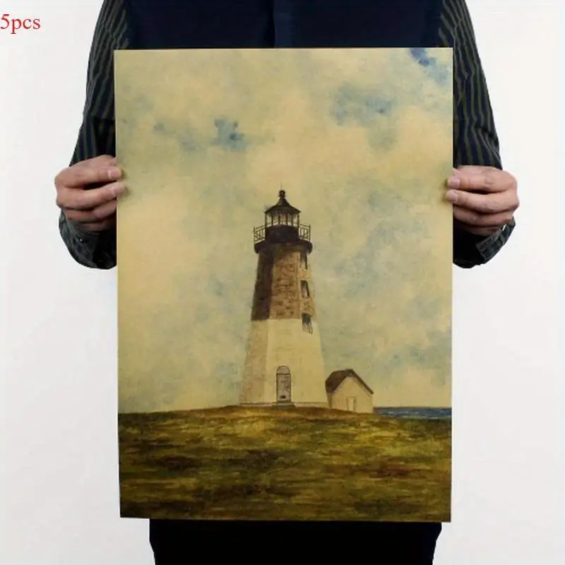 5pcs Eternal Promise Vintage Kraft Paper Painting Wall Stickers Craft Decor