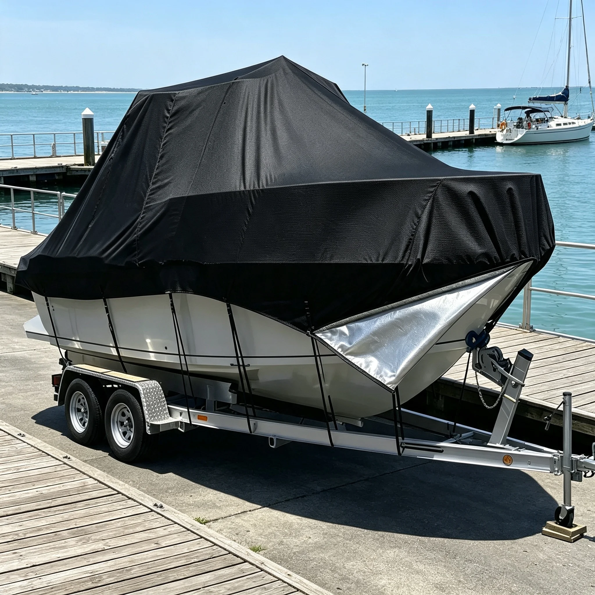 600D Heavy-Duty Oxford Waterproof Boat Cover UV-Resistant Scratch-Resistant Outdoor Fit Custom Sizes Marine Grade DDP