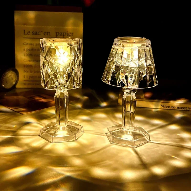 Veilleuses LED en cristal transparent, mini lampe de table en diamant acrylique ou invaincu, lampe de bureau transparente, décorations de chambre à coucher, cadeaux pour enfants