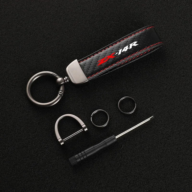 Leather Motorcycle keychain Horseshoe Buckle Jewelry for Kawasaki ZX-14R ZX 14R ZX14 R 2018 - 2021 accessories