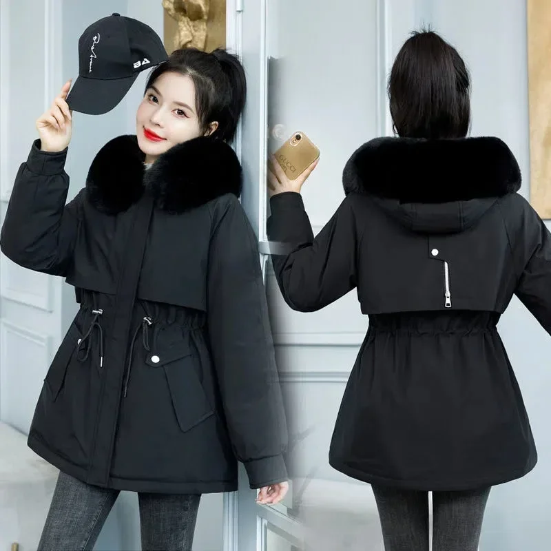 2022 New Winter Jacket Coat Women Parkas Long Coat Wool Liner Jacket Fur Collar Hooded Parka Thick Warm Snow Wear Padded Clothes