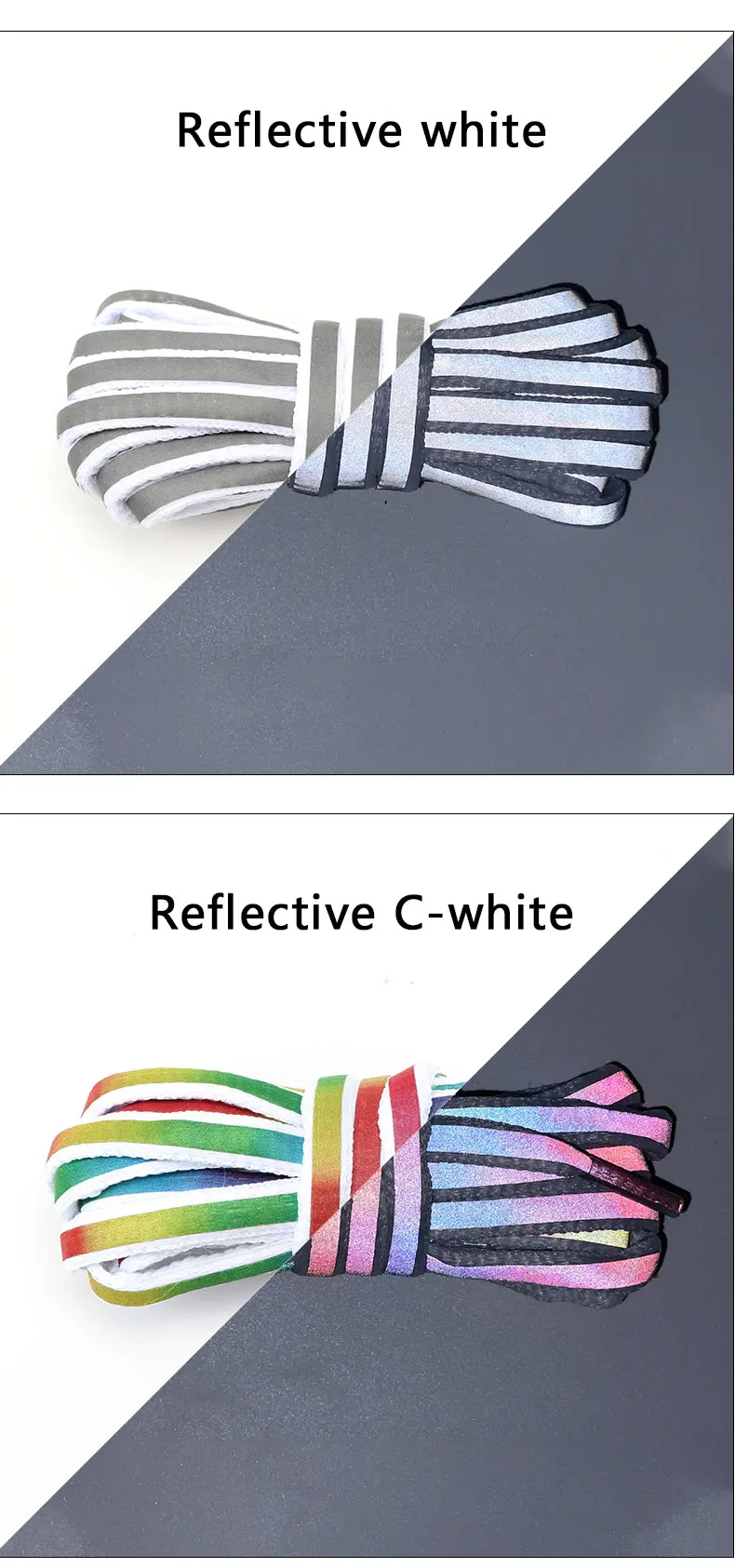 Leuchtende Halbkreis-Schnürsenkel, flache, runde, reflektierende Schnürsenkel, bunte, sternförmige Laserschnürsenkel für Sportschuhe, Basketballschuhe – Detail 9