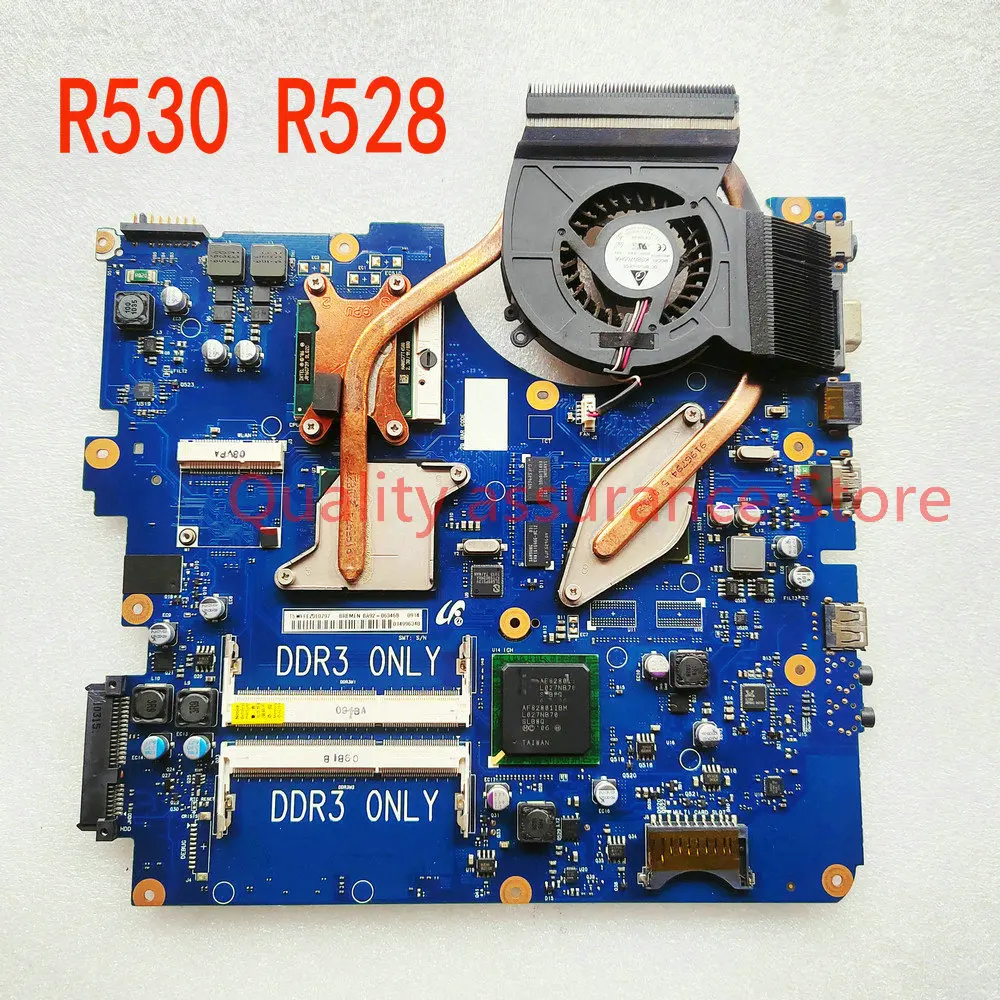 For Samsung R528 R530 Laptop Motherboard + Heatsink + CPU BA41-01226A BA41-01227A BA41-01228A MainBoard BA92-06348B DDR3