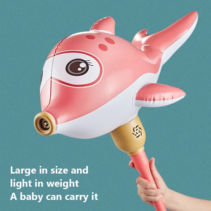 Electric Balloon Dolphin Bubble Machine LED Inflatable Handheld Kids Toy Non Leaking Bubble Gun Blowing Soap Maker Outdoor Game
