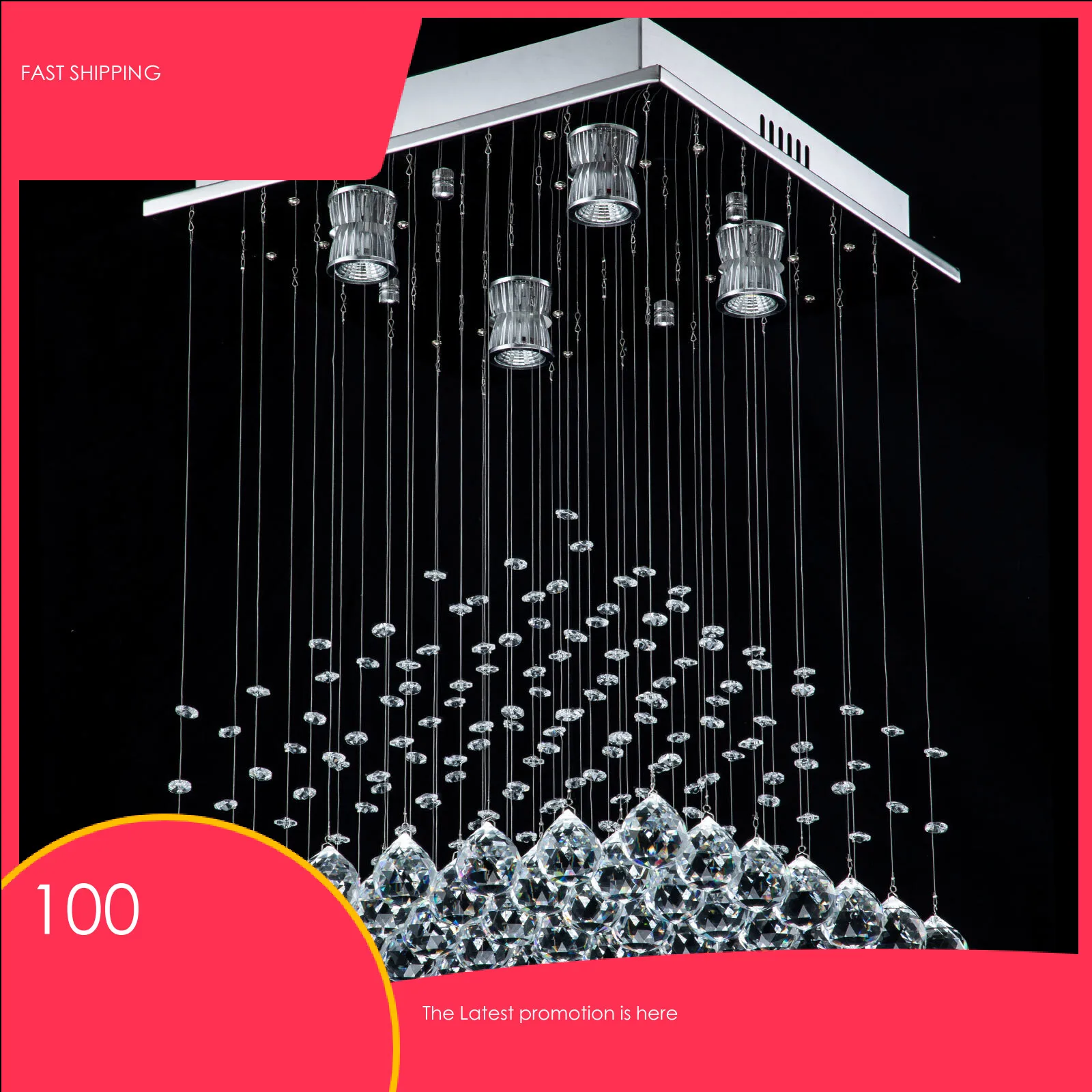 

L40*W40*H56cm Hallway Crystal Chandelier Modern Square Raindrop Flush Mount Ceiling Light Fixture for Closet Foyer,GU10 led LAMP