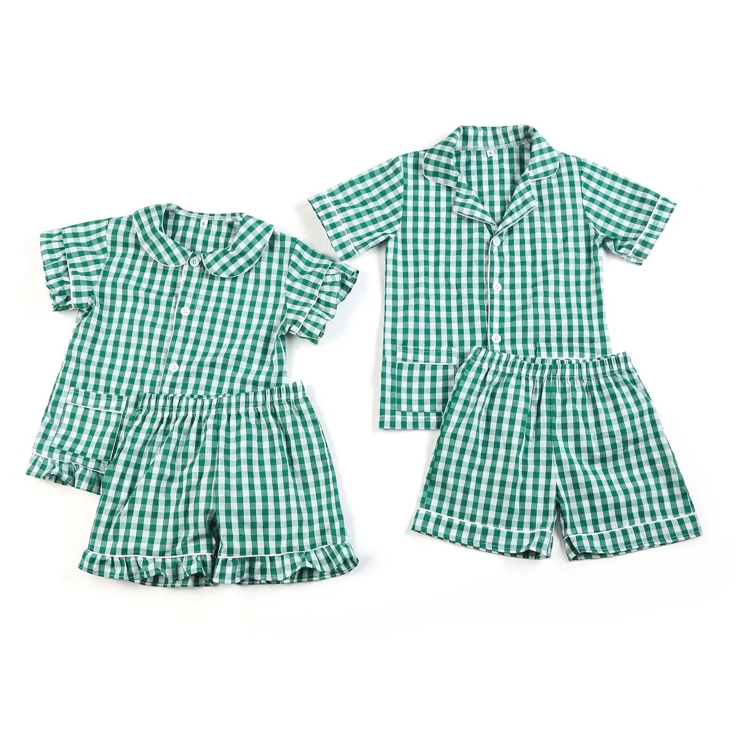 Mudbala 2025 Easter Spring Summer Pajamas Set Two Piece Lemon Checked Kids Boys And Girls Sibling Matching Pyjamas