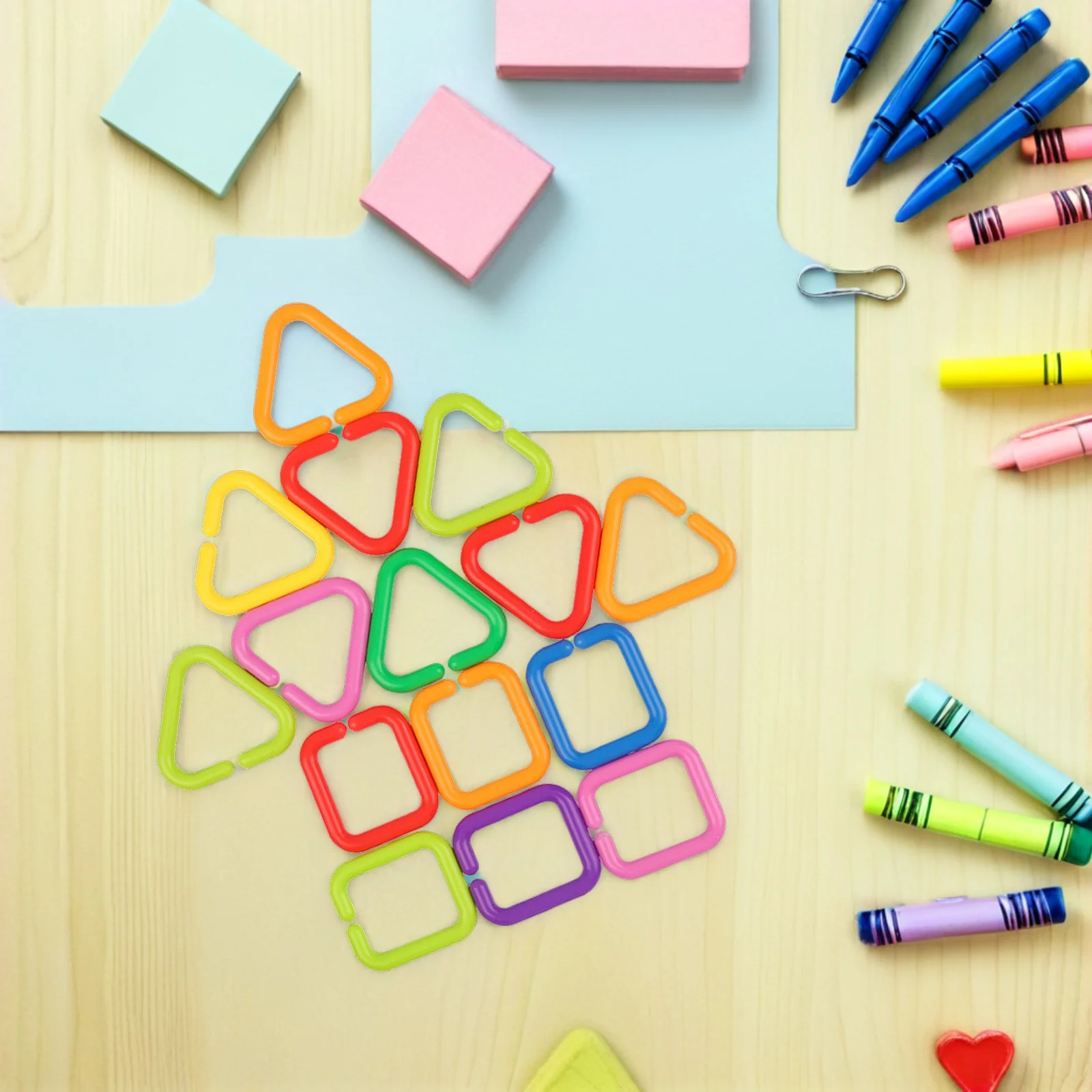 35 Uds. Anillos de eslabones para bebé formas geométricas creativas educación temprana cadenas de enlace sensorial cochecito colgante para bebés pequeños