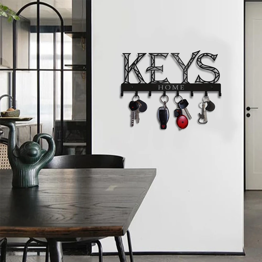 1pc Metal Wall Mounted Storage Rack Floating Key Holder Hook, Adhesive/Punching Installation Storage Rack