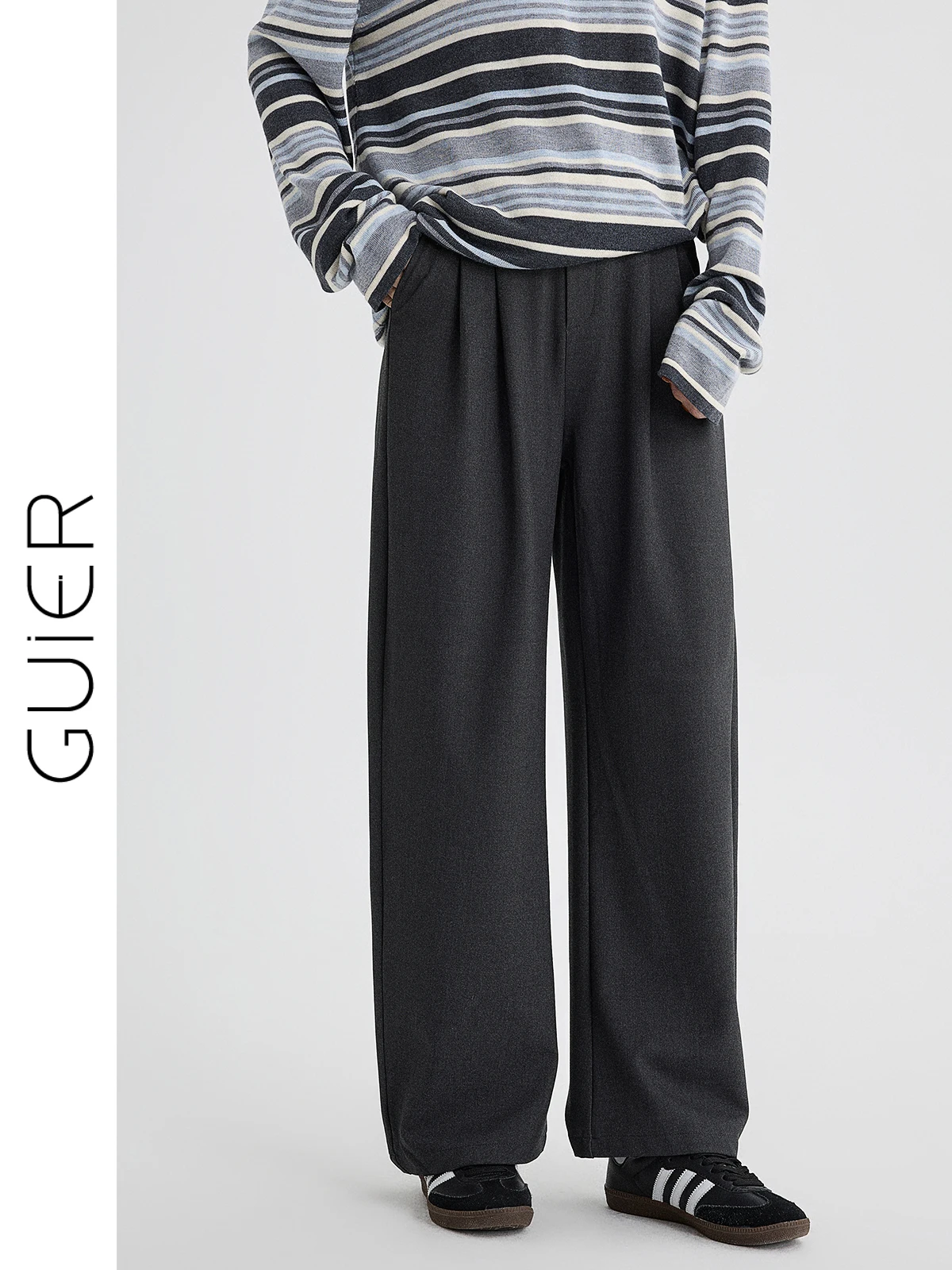 

Женские повседневные брюки с высокой талией, утягивающие, свободного кроя, широкие штанины, универсальные, струящиеся, однотонные, весна 2026, новинка