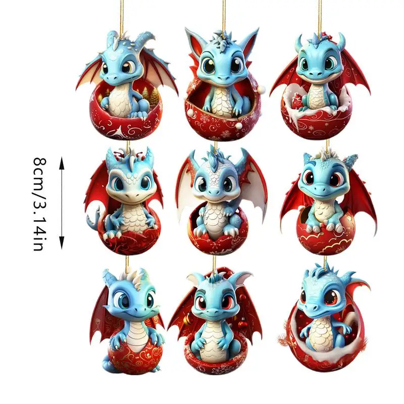 Dragon Baby Egg Hangings Ornament Christmas Tree 9PCS Cute Christmas Tree Hangings Ornaments Funny Dragon Egg Fidget Decorations