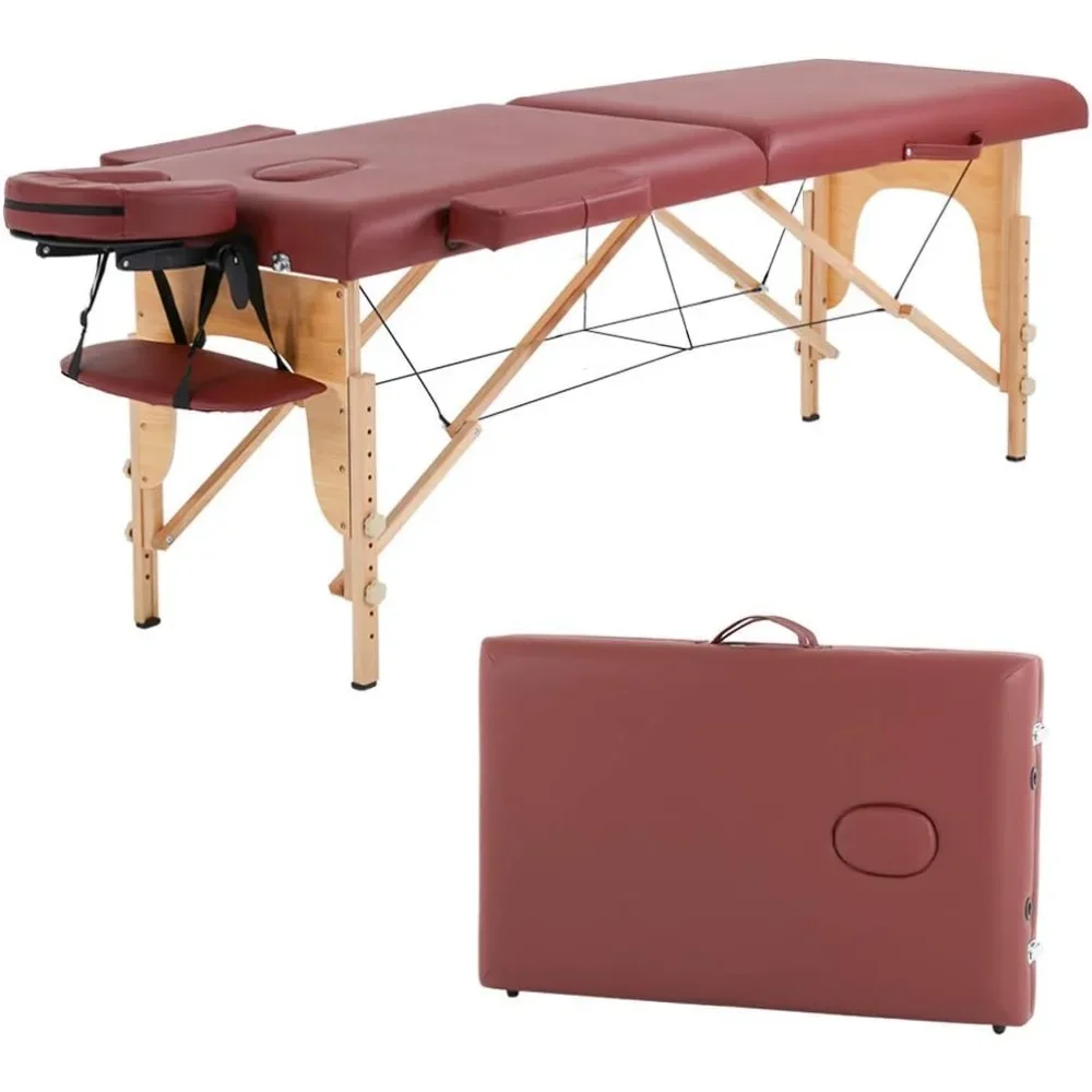 

Massage Table, Portable Massage Table Height 35 Inch Adjustable 2 Folding with Bag, 84 Inch PU Leather Spa Massage Table