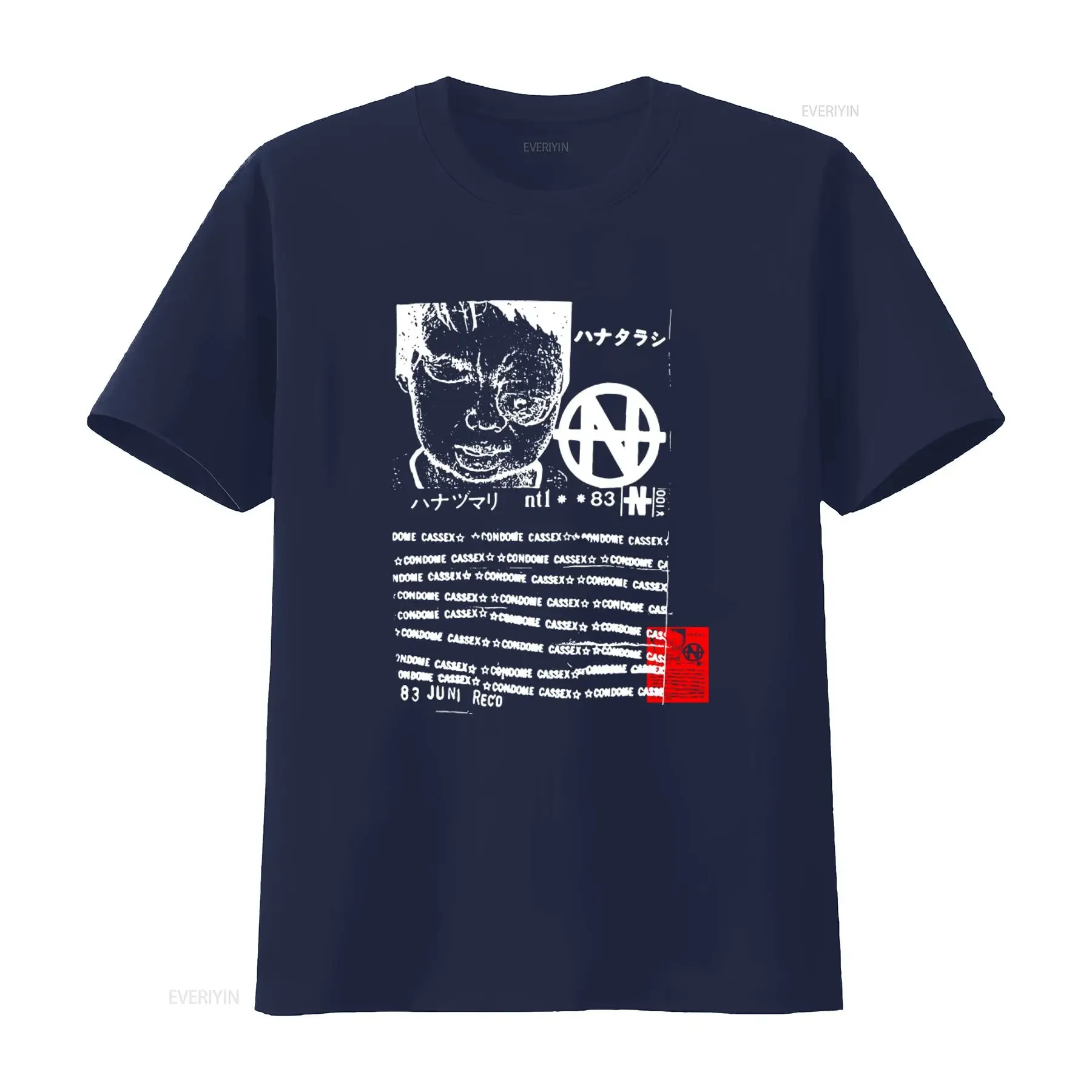 Hanatarash Japanese Noise T Shirt Condome Cassex Boredoms Yamantaka Eye Print vintage Washed fashion Slightly Breathable homme view 4