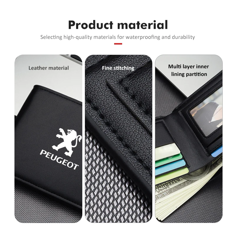 لبيجو موضة سيارة الرجال محفظة صغيرة حافة الأعمال متعددة فتحة للبطاقات 407 508 2008 5008 307 308 3008 206 207 208 107 106 #2